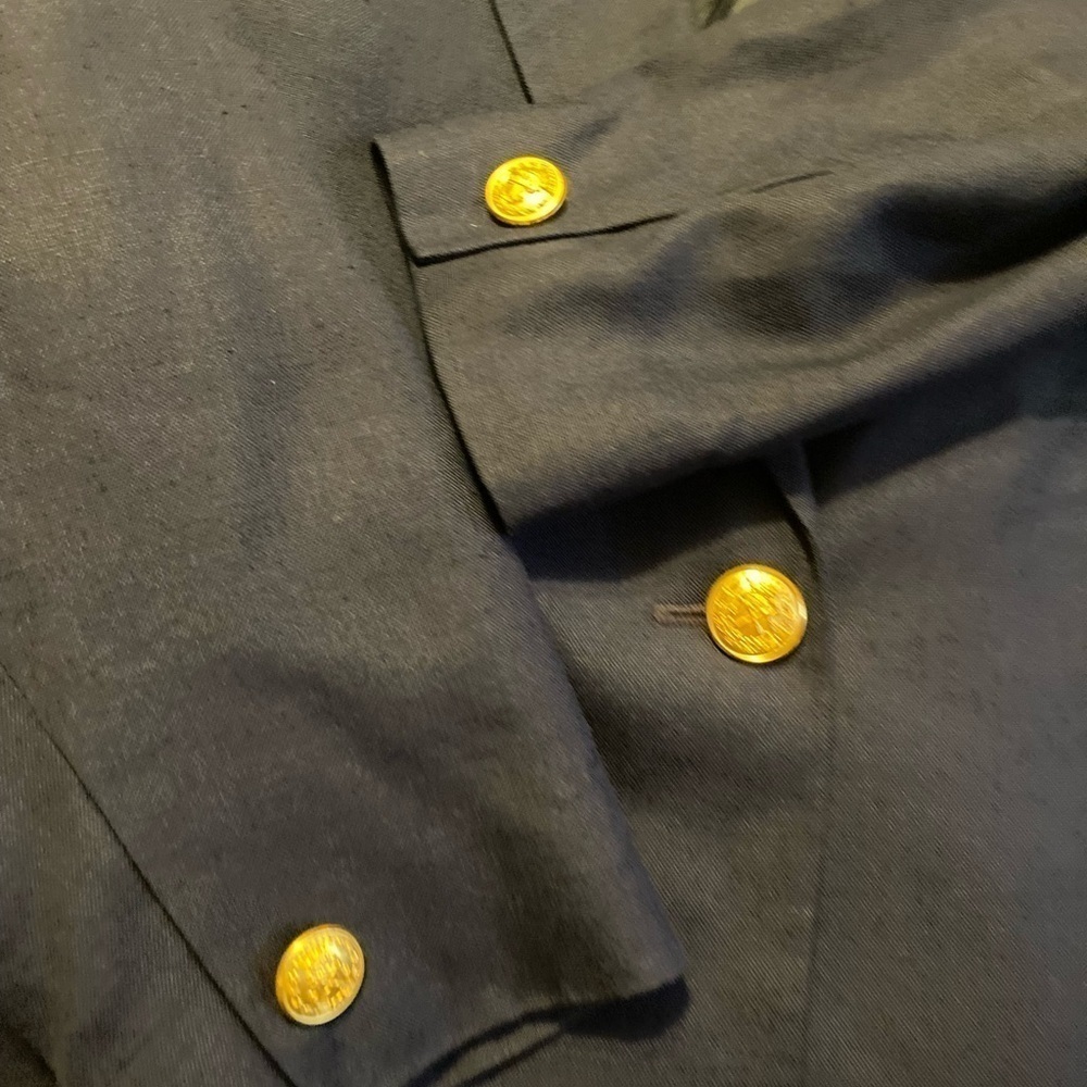 Vintage TALBOTS Petites 8 Blue Career Blazer Jacket Italian Fabric Made USA - Picture 4 of 8